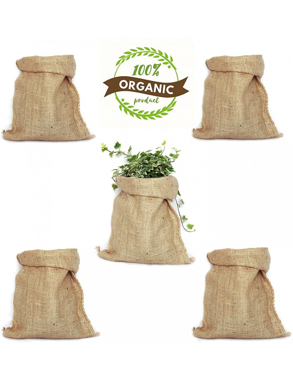TBG Pack 5 Sacos de Yute 100% Natural. Bolsas Ecológicas. Organizador