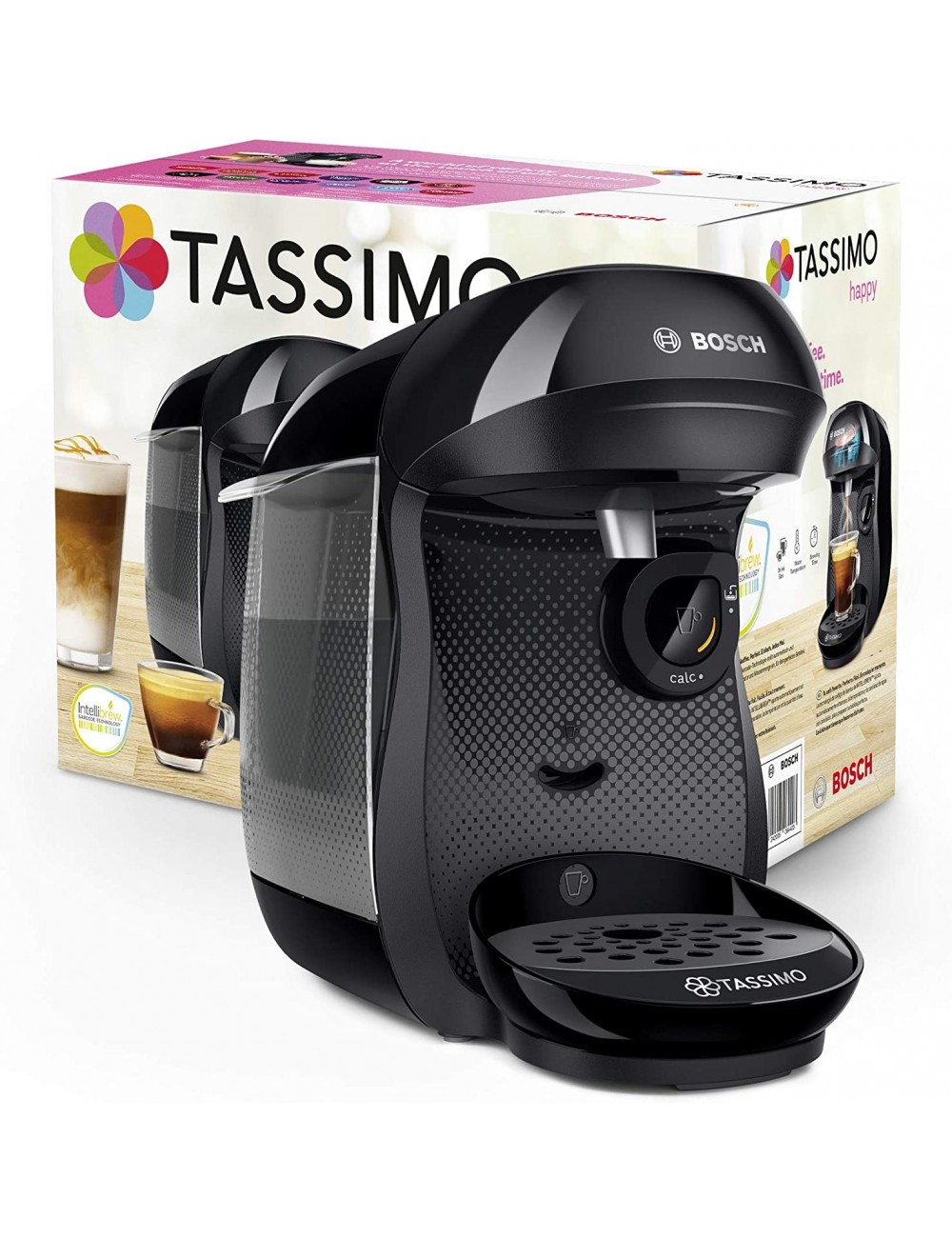 Bosch TAS1002 TASSIMO Happy Cafetera de cápsulas, 1400 W, color negro
