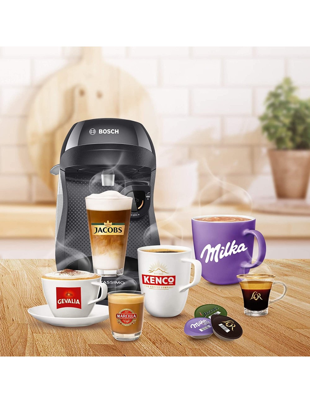 Bosch TAS1002 TASSIMO Happy Cafetera de cápsulas, 1400 W, color negro